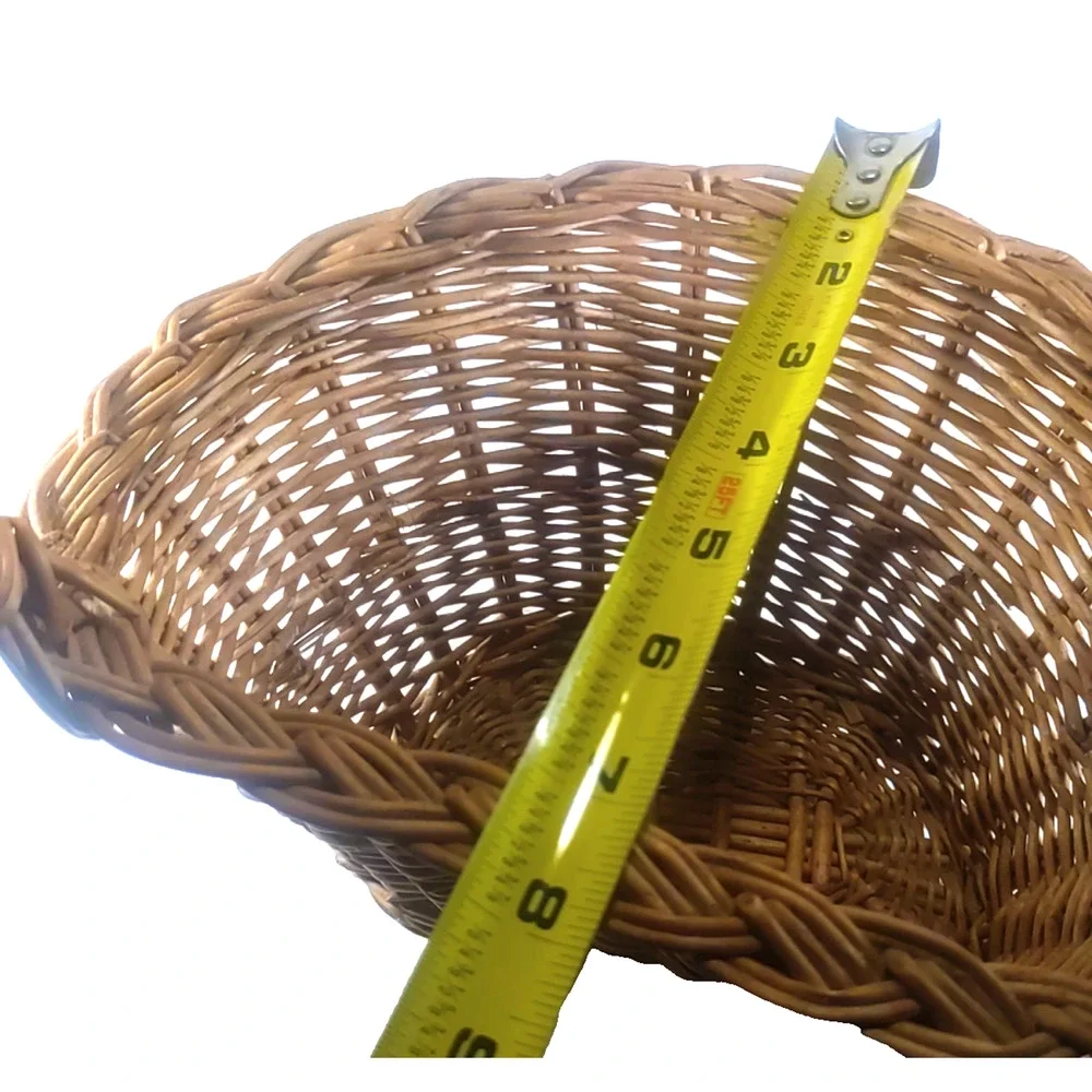 Hanging Half Basket Wicker Rattan Light Brown Handle Plant Storage